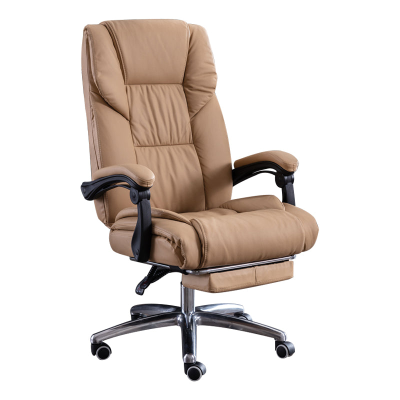 Modern Leather Slide Chair Padded Arms Adjustable Seat Height Office Chair with Wheels