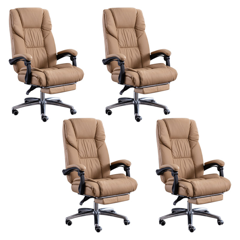 Modern Leather Slide Chair Padded Arms Adjustable Seat Height Office Chair with Wheels