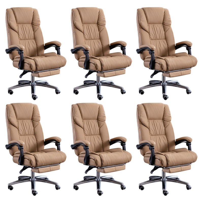 Modern Leather Slide Chair Padded Arms Adjustable Seat Height Office Chair with Wheels