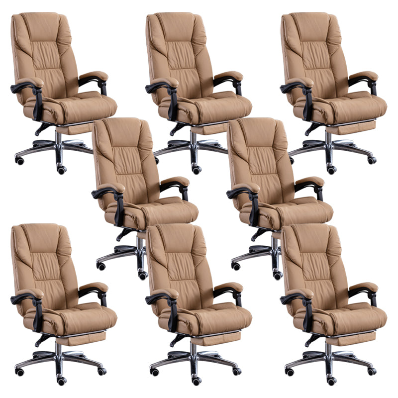 Modern Leather Slide Chair Padded Arms Adjustable Seat Height Office Chair with Wheels