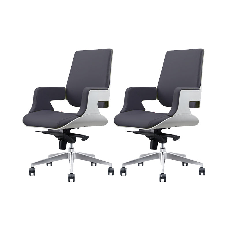 Modern Armless Slide Office Chair Leather Adjustable Seat Height Desk Chair with Wheels