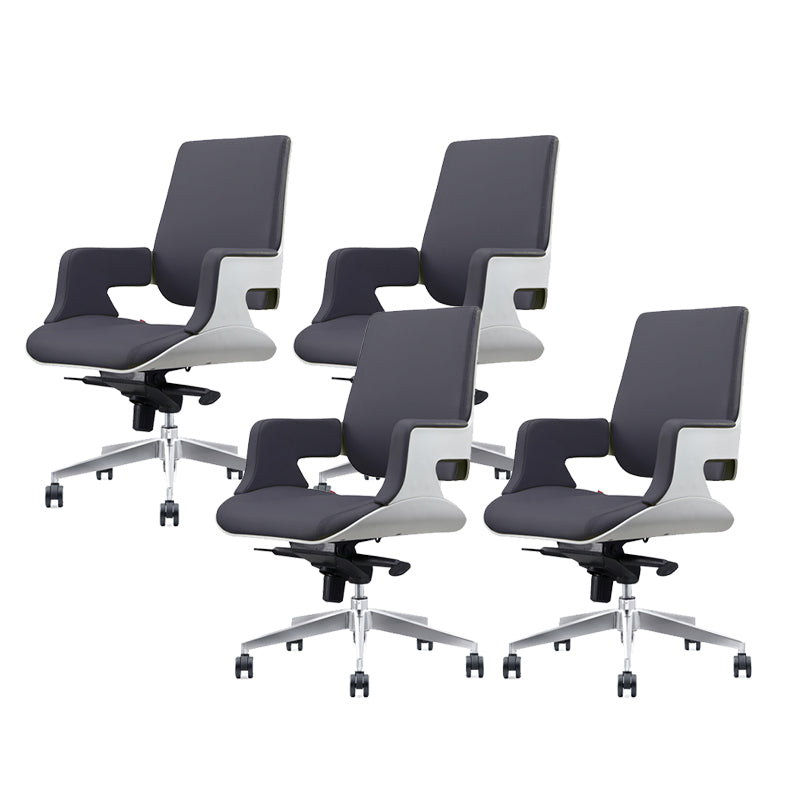 Modern Armless Slide Office Chair Leather Adjustable Seat Height Desk Chair with Wheels