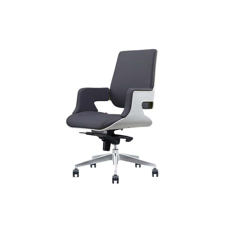 Modern Armless Slide Office Chair Leather Adjustable Seat Height Desk Chair with Wheels