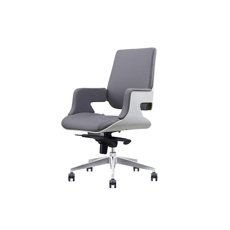 Modern Armless Slide Office Chair Leather Adjustable Seat Height Desk Chair with Wheels