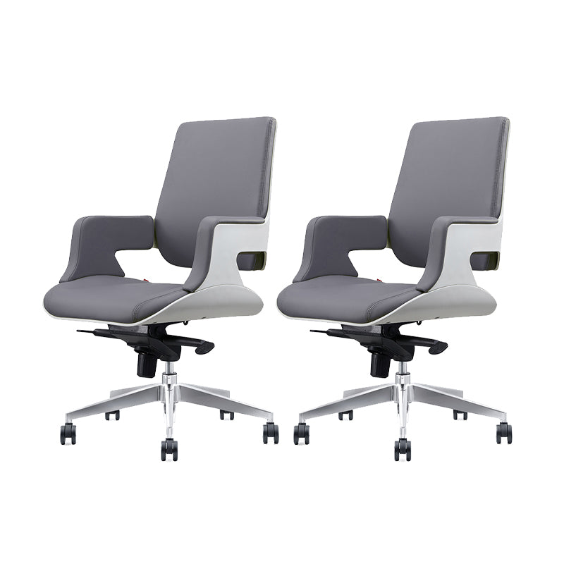 Modern Armless Slide Office Chair Leather Adjustable Seat Height Desk Chair with Wheels