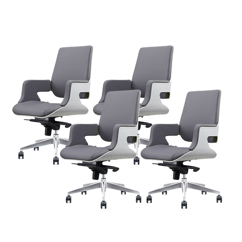 Modern Armless Slide Office Chair Leather Adjustable Seat Height Desk Chair with Wheels