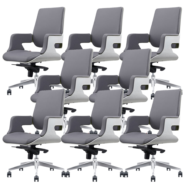 Modern Armless Slide Office Chair Leather Adjustable Seat Height Desk Chair with Wheels