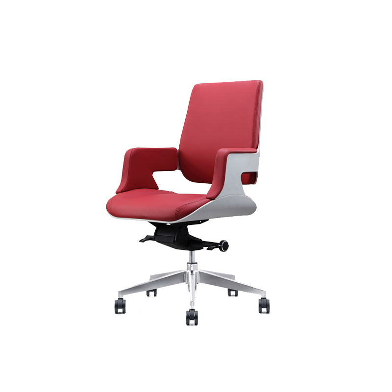 Modern Armless Slide Office Chair Leather Adjustable Seat Height Desk Chair with Wheels