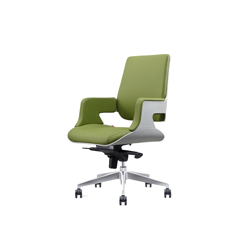 Modern Armless Slide Office Chair Leather Adjustable Seat Height Desk Chair with Wheels