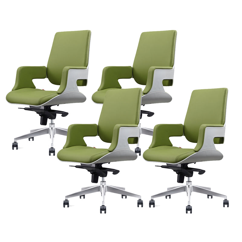 Modern Armless Slide Office Chair Leather Adjustable Seat Height Desk Chair with Wheels