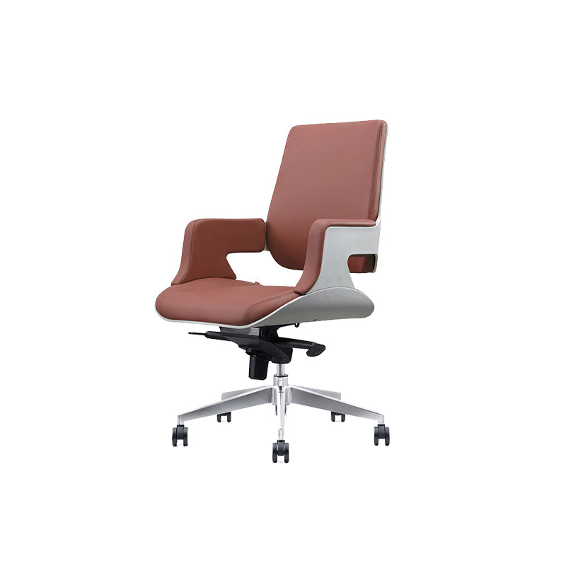 Modern Armless Slide Office Chair Leather Adjustable Seat Height Desk Chair with Wheels