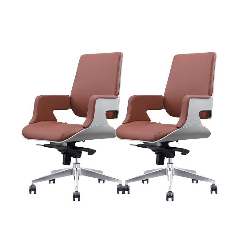 Modern Armless Slide Office Chair Leather Adjustable Seat Height Desk Chair with Wheels