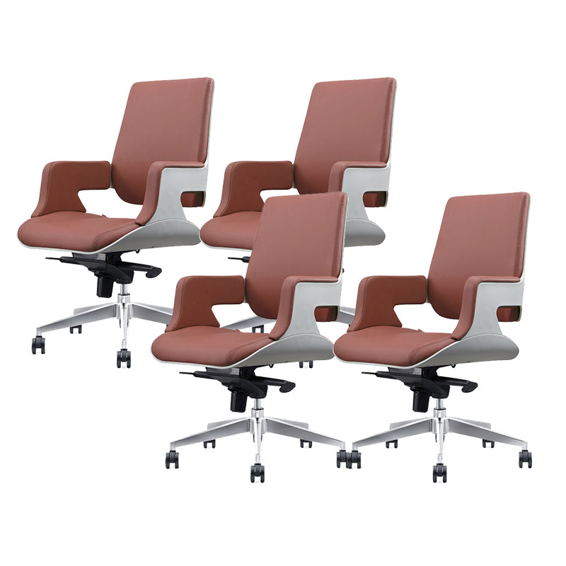 Modern Armless Slide Office Chair Leather Adjustable Seat Height Desk Chair with Wheels