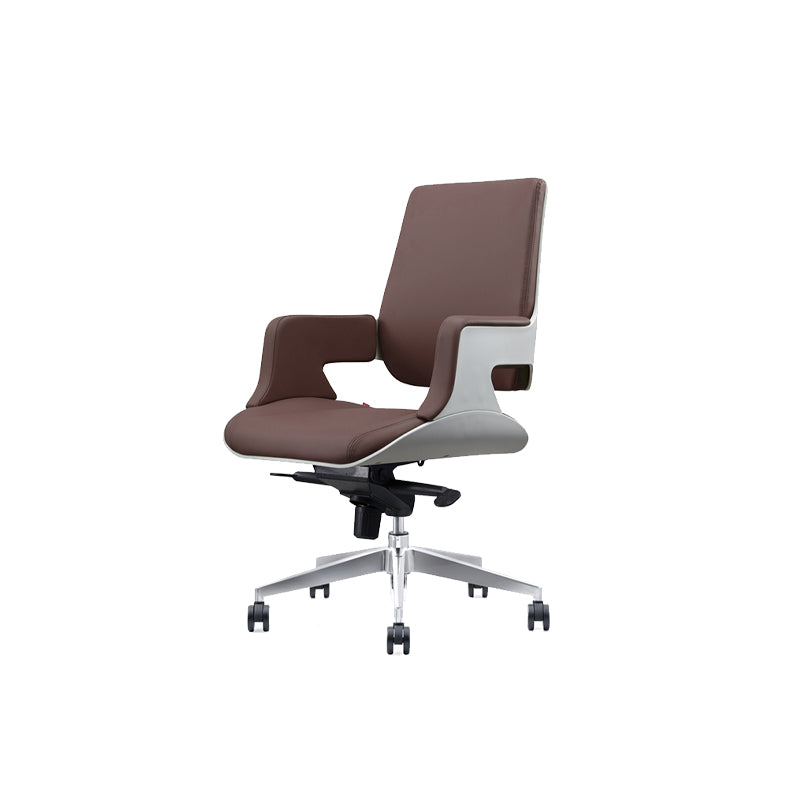 Modern Armless Slide Office Chair Leather Adjustable Seat Height Desk Chair with Wheels