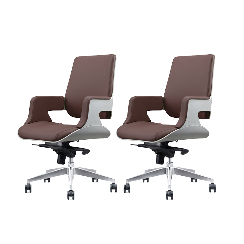 Modern Armless Slide Office Chair Leather Adjustable Seat Height Desk Chair with Wheels