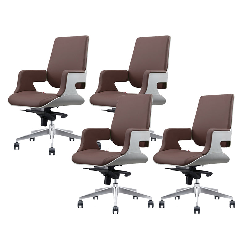 Modern Armless Slide Office Chair Leather Adjustable Seat Height Desk Chair with Wheels