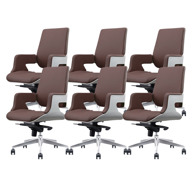 Modern Armless Slide Office Chair Leather Adjustable Seat Height Desk Chair with Wheels