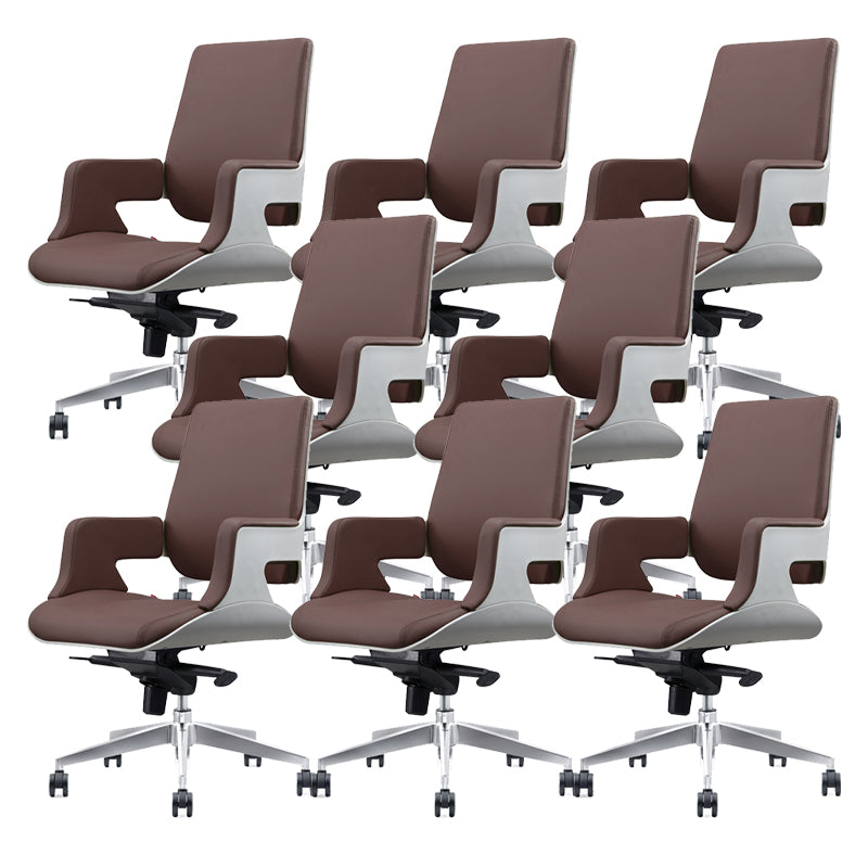 Modern Armless Slide Office Chair Leather Adjustable Seat Height Desk Chair with Wheels