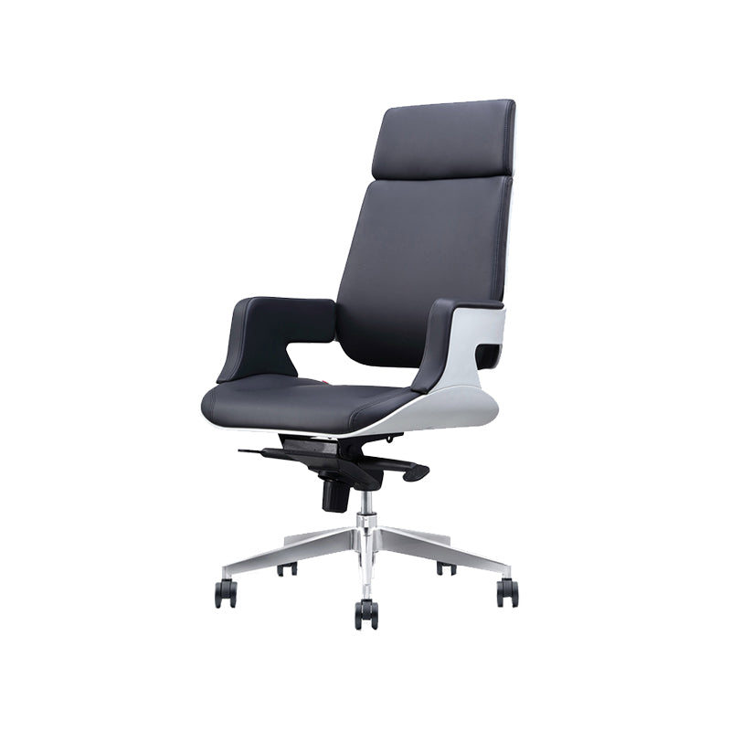 Modern Armless Slide Office Chair Leather Adjustable Seat Height Desk Chair with Wheels