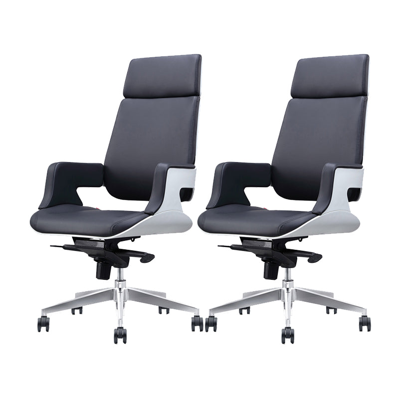 Modern Armless Slide Office Chair Leather Adjustable Seat Height Desk Chair with Wheels