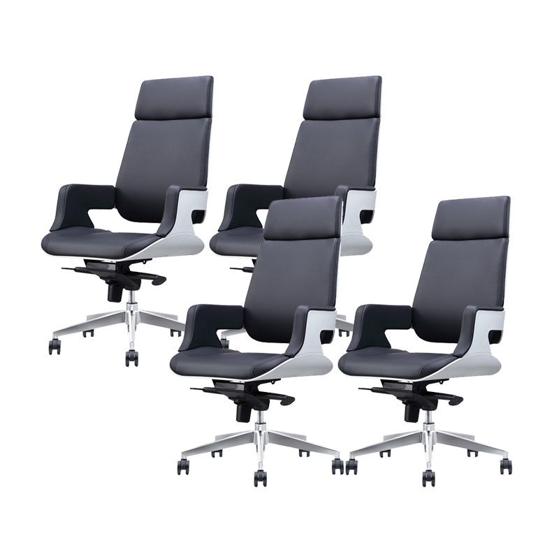 Modern Armless Slide Office Chair Leather Adjustable Seat Height Desk Chair with Wheels