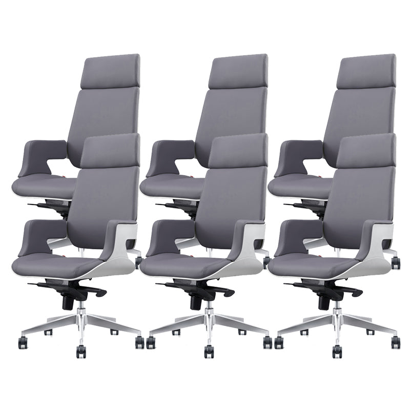 Modern Armless Slide Office Chair Leather Adjustable Seat Height Desk Chair with Wheels