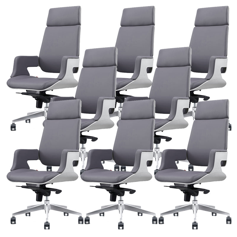 Modern Armless Slide Office Chair Leather Adjustable Seat Height Desk Chair with Wheels