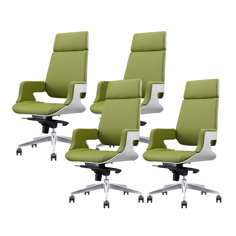 Modern Armless Slide Office Chair Leather Adjustable Seat Height Desk Chair with Wheels