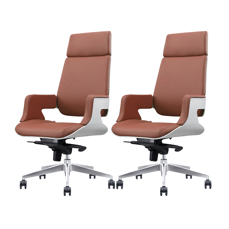 Modern Armless Slide Office Chair Leather Adjustable Seat Height Desk Chair with Wheels