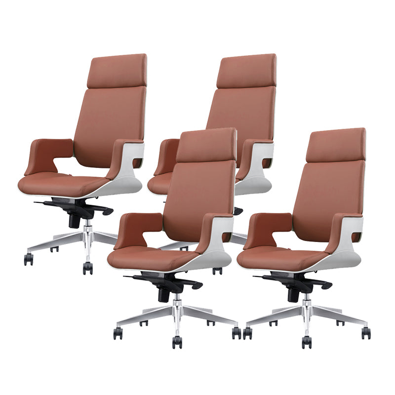 Modern Armless Slide Office Chair Leather Adjustable Seat Height Desk Chair with Wheels