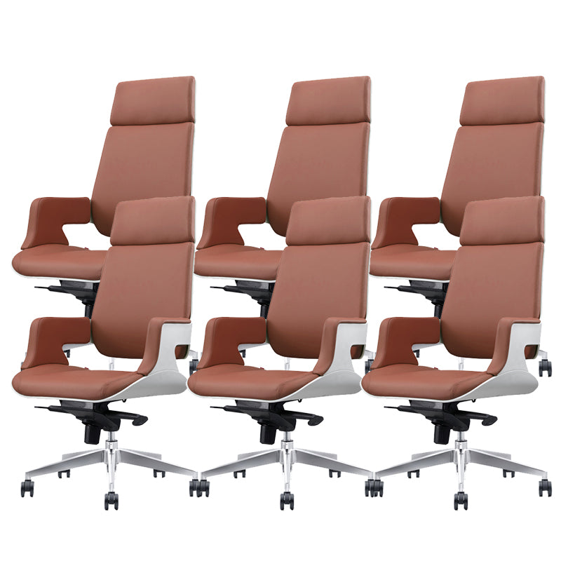 Modern Armless Slide Office Chair Leather Adjustable Seat Height Desk Chair with Wheels