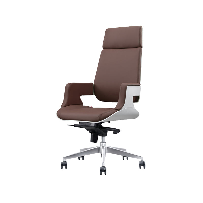 Modern Armless Slide Office Chair Leather Adjustable Seat Height Desk Chair with Wheels