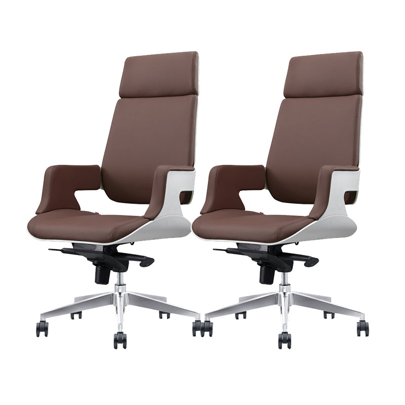 Modern Armless Slide Office Chair Leather Adjustable Seat Height Desk Chair with Wheels