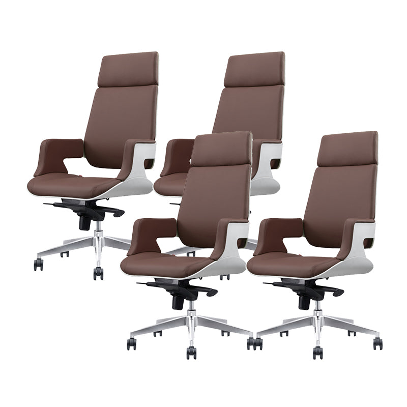 Modern Armless Slide Office Chair Leather Adjustable Seat Height Desk Chair with Wheels