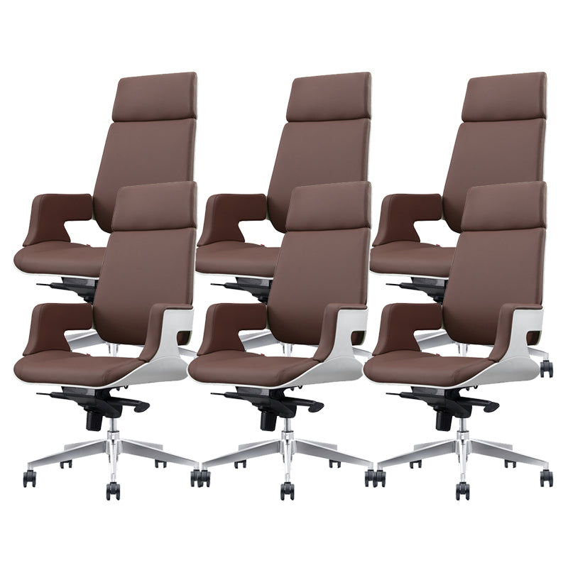 Modern Armless Slide Office Chair Leather Adjustable Seat Height Desk Chair with Wheels