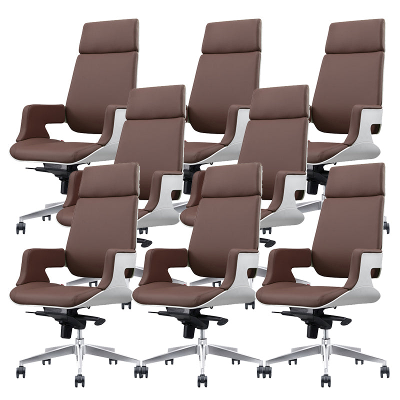 Modern Armless Slide Office Chair Leather Adjustable Seat Height Desk Chair with Wheels