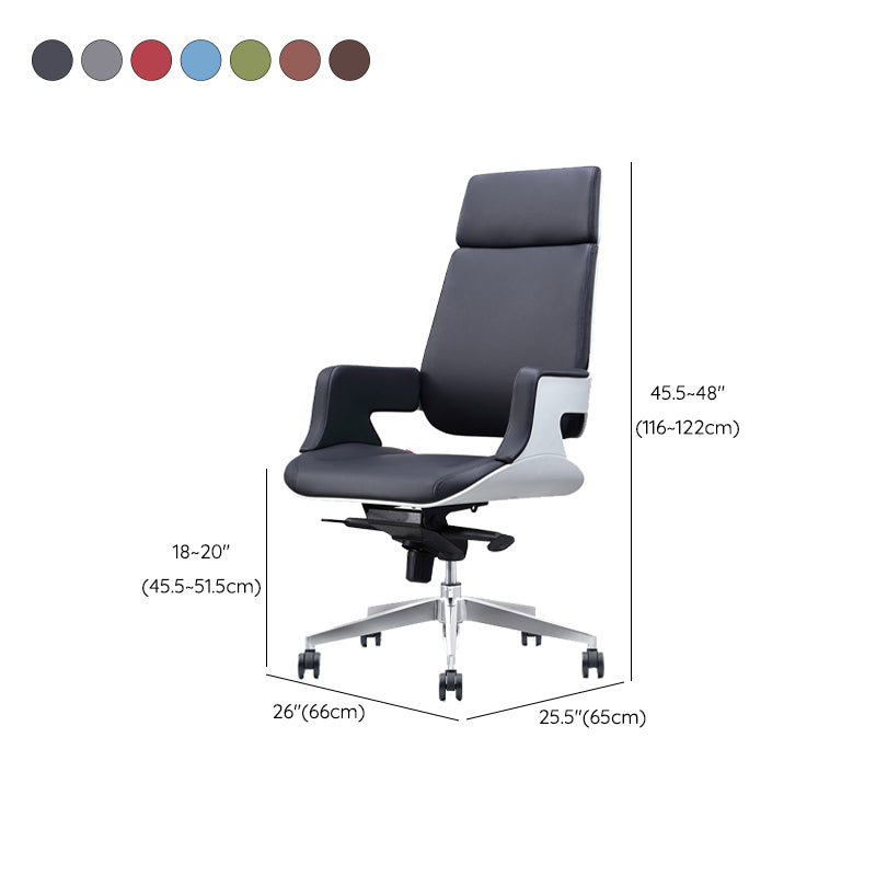 Modern Armless Slide Office Chair Leather Adjustable Seat Height Desk Chair with Wheels