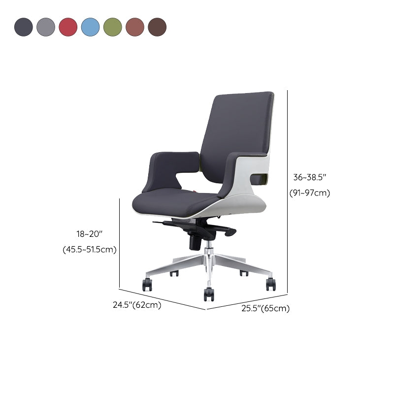 Modern Armless Slide Office Chair Leather Adjustable Seat Height Desk Chair with Wheels