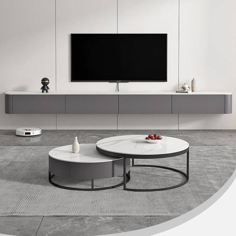 Gray Stone Media Console Contemporary Wall-mounted TV Console