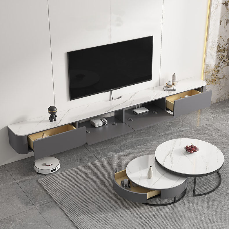 Gray Stone Media Console Contemporary Wall-mounted TV Console