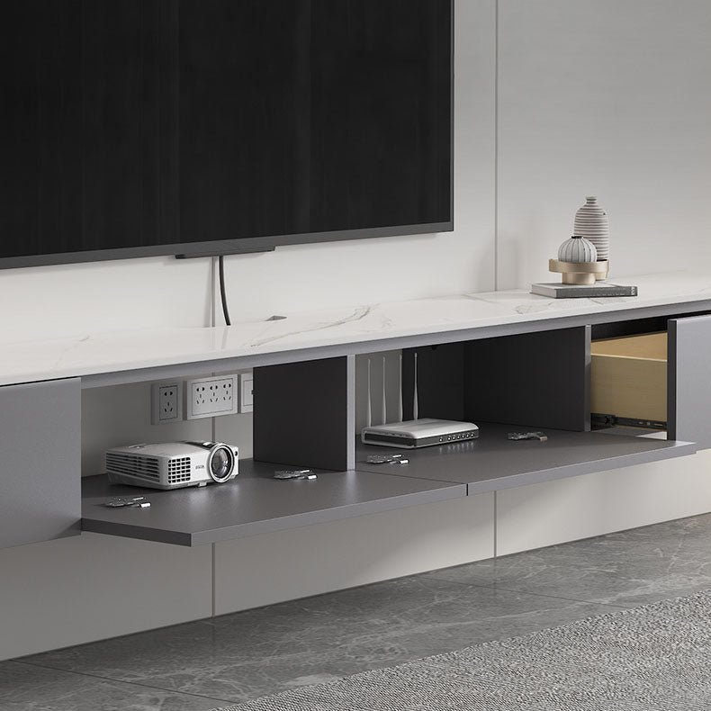 Gray Stone Media Console Contemporary Wall-mounted TV Console