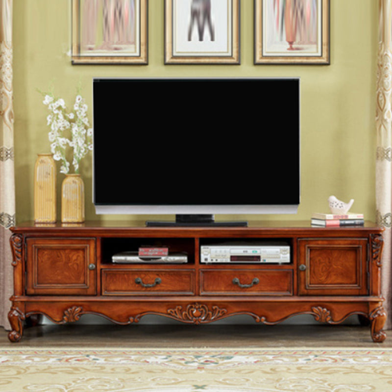 Traditional TV Stand Console Solid Wood Media Console TV Stand with Drawers