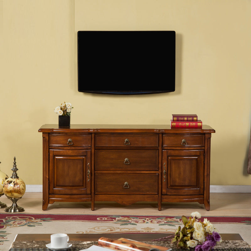 Traditional TV Stand Console Solid Wood Media Console TV Stand with Drawers