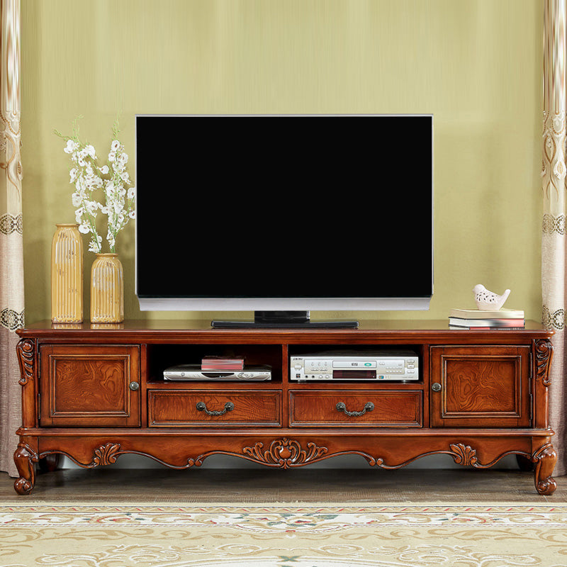 Traditional TV Stand Console Solid Wood Media Console TV Stand with Drawers