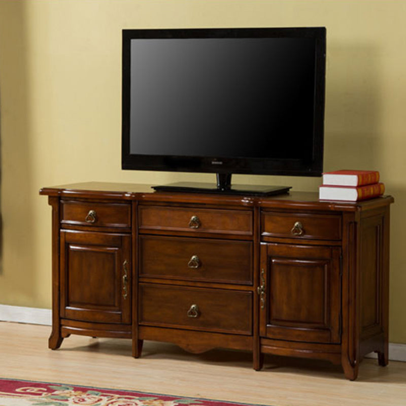 Traditional TV Stand Console Solid Wood Media Console TV Stand with Drawers