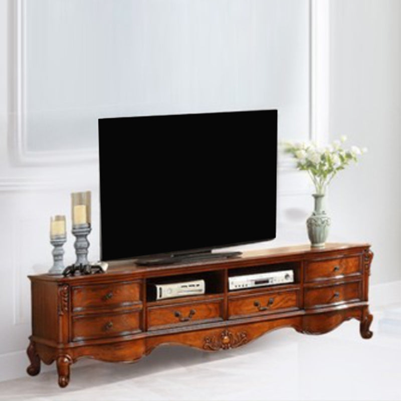 Traditional TV Stand Console Solid Wood Media Console TV Stand with Drawers