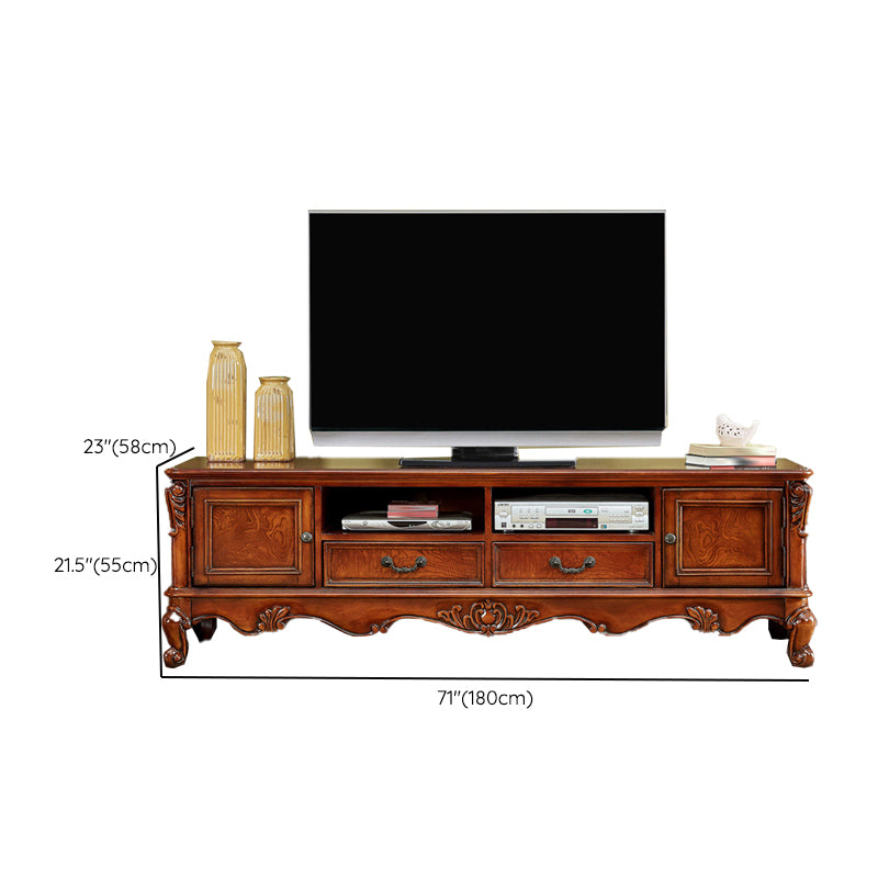 Traditional TV Stand Console Solid Wood Media Console TV Stand with Drawers