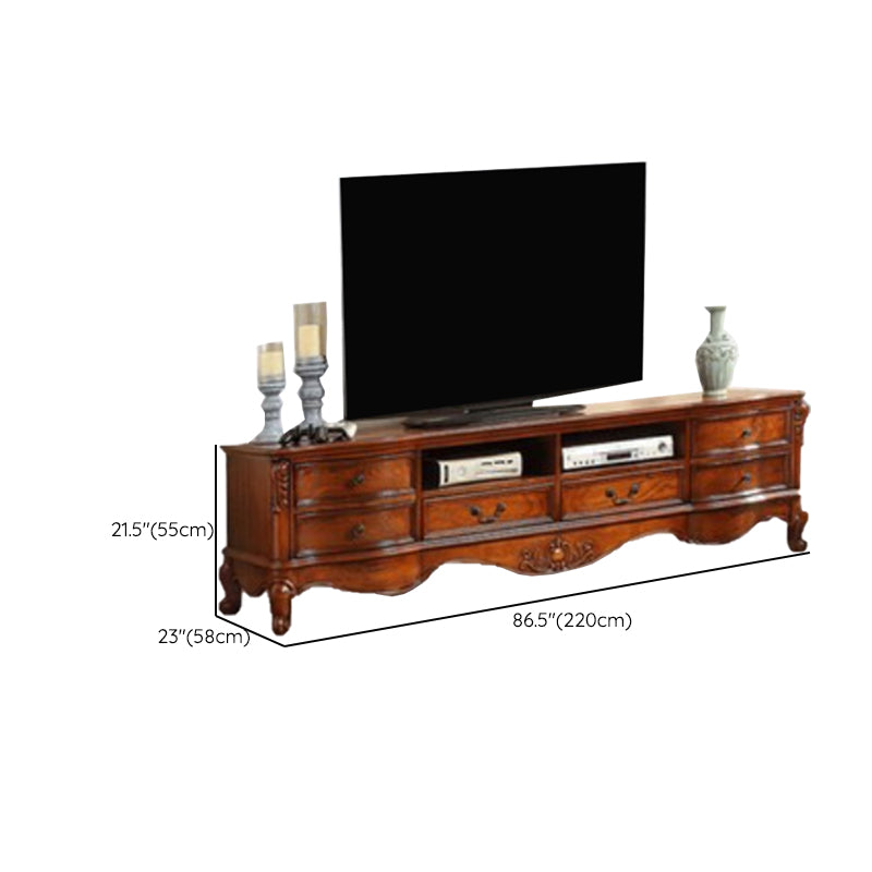 Traditional TV Stand Console Solid Wood Media Console TV Stand with Drawers