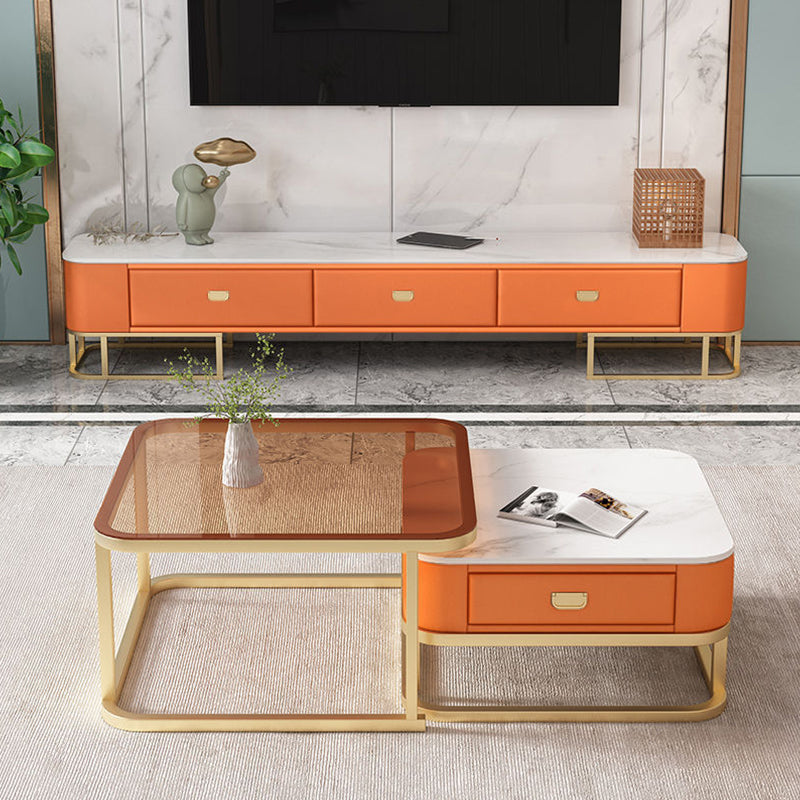 Glam TV Stand Console Stone Media Console TV Stand with Drawers