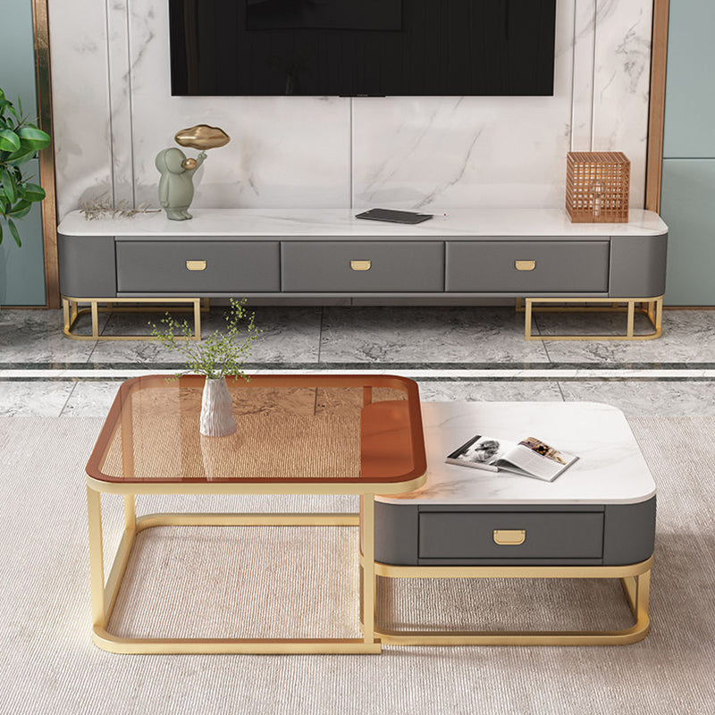 Glam TV Stand Console Stone Media Console TV Stand with Drawers